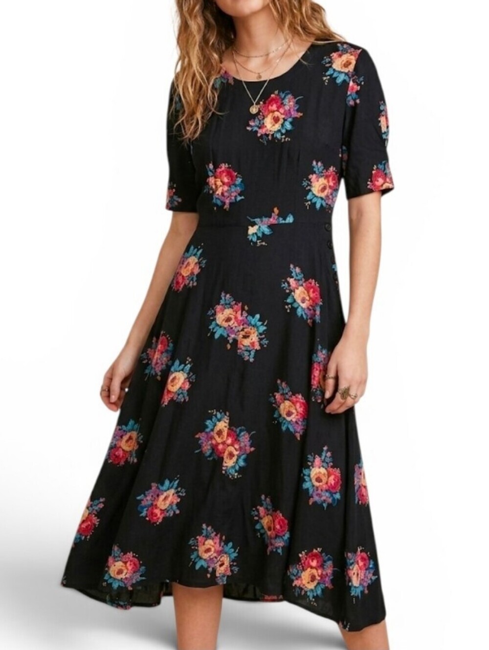 STARINA Vintage Floral Midi Dress Cottagecore Boho Whimsical - Picture 2 of 11